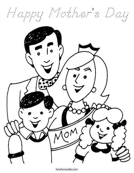 Mom and Family Coloring Page