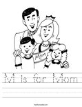 M is for Mom Worksheet