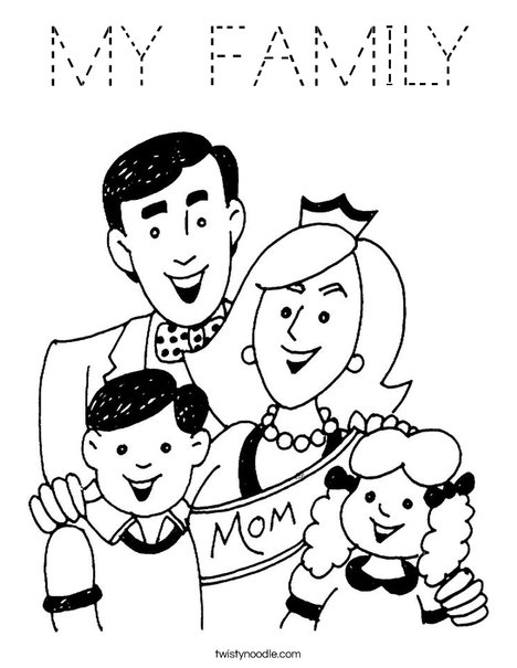 Mom and Family Coloring Page