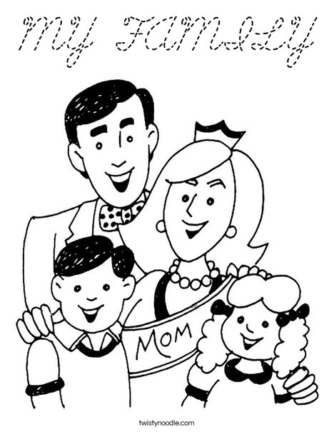 Mom and Family Coloring Page
