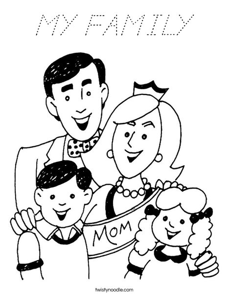 Mom and Family Coloring Page