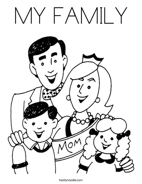 Mom and Family Coloring Page