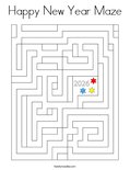 Happy New Year Maze Coloring Page