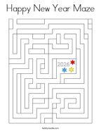 Happy New Year Maze Coloring Page
