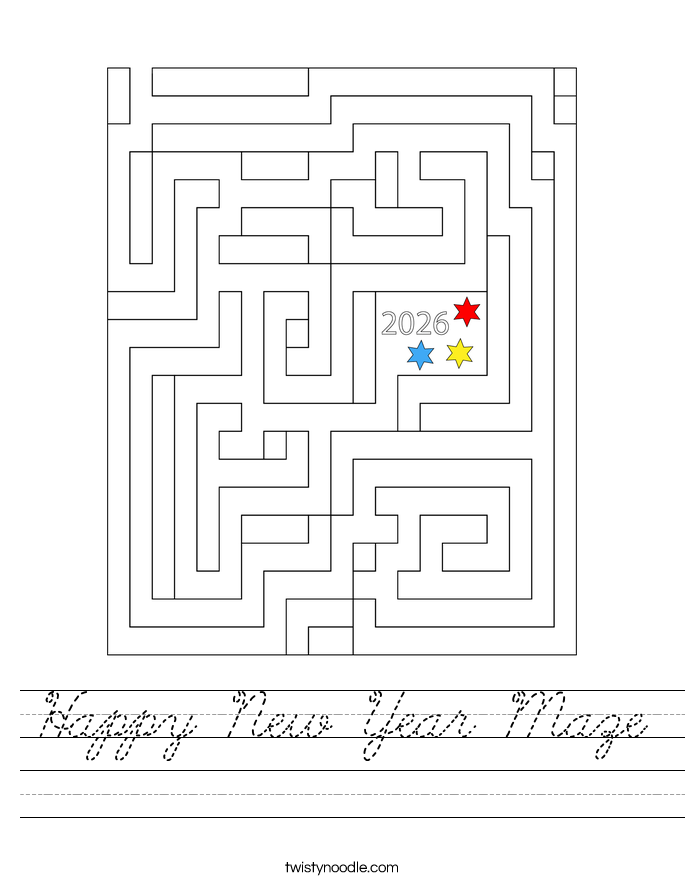 Happy New Year Maze Worksheet