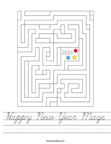 Happy New Year Maze Worksheet