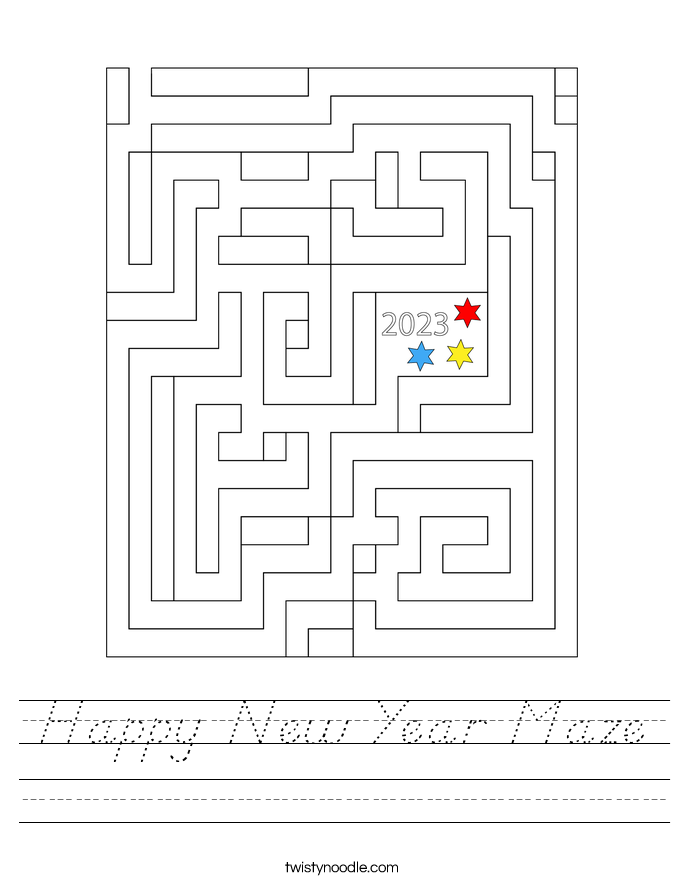 Happy New Year Maze Worksheet