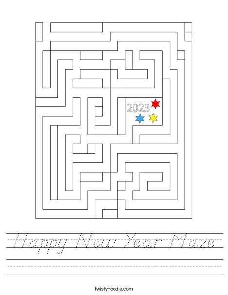 Happy New Year Maze Worksheet