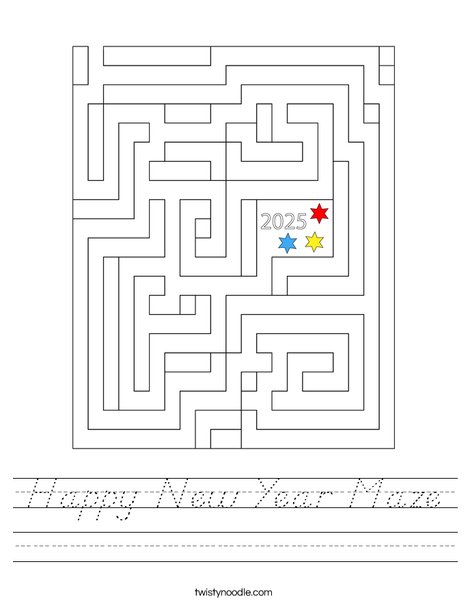 Happy New Year Maze Worksheet