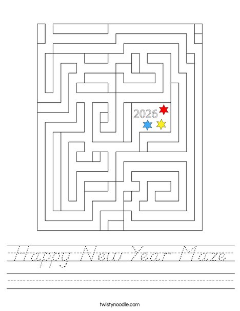Happy New Year Maze Worksheet