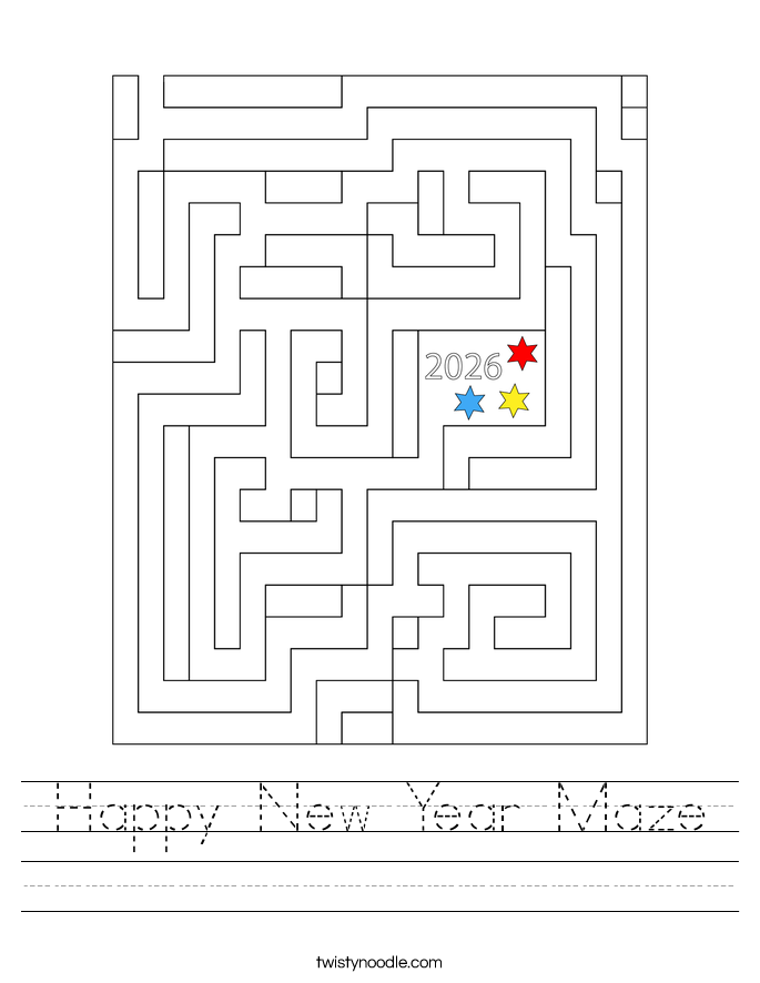 Happy New Year Maze Worksheet