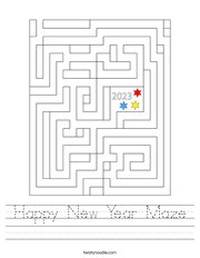 Happy New Year Maze Handwriting Sheet