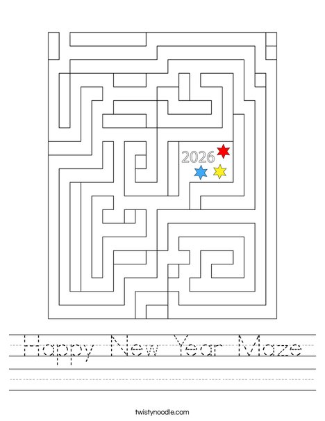Happy New Year Maze Worksheet