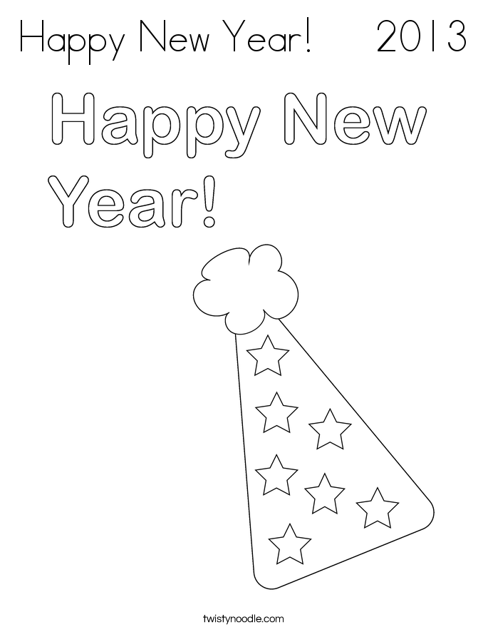Happy New Year!     2013 Coloring Page