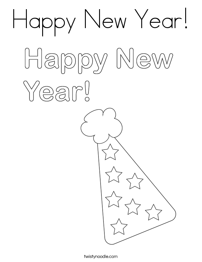 Happy New Year Coloring Page - Twisty Noodle