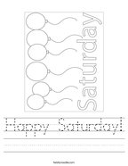 handwriting practice days of the week Happy Saturday Handwriting Sheet