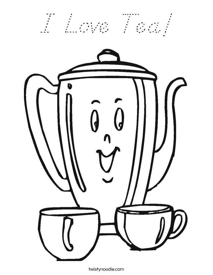 I Love Tea! Coloring Page