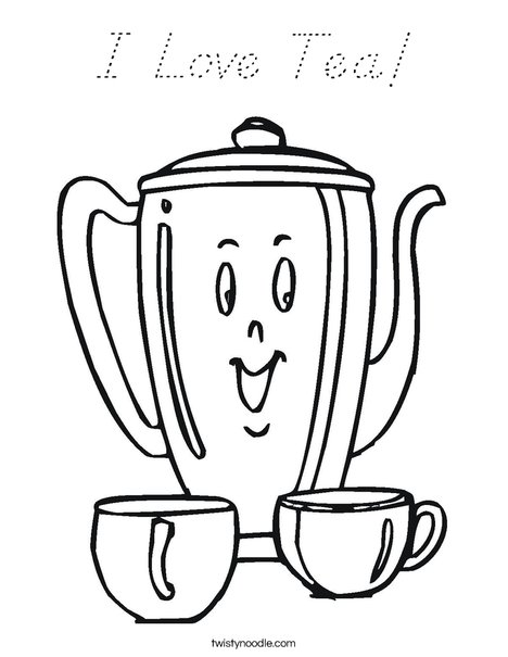 Happy Teapot Coloring Page