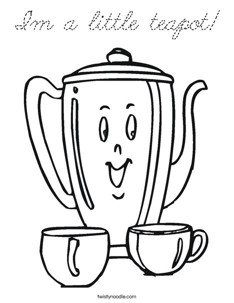 Happy Teapot Coloring Page