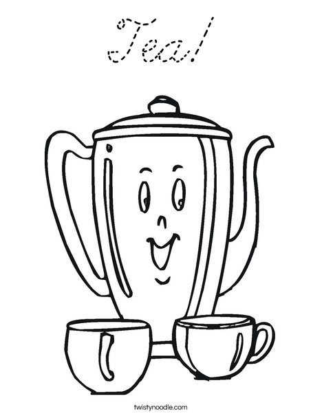Happy Teapot Coloring Page