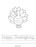Happy Thanksgiving Handwriting Sheet