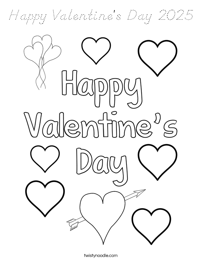 Happy Valentine's Day 2025 Coloring Page