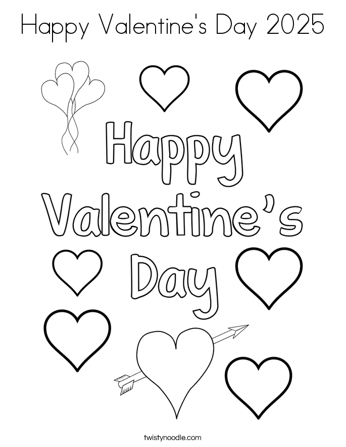 Happy Valentine's Day 2025 Coloring Page