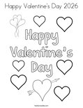 Happy Valentine's Day 2026 Coloring Page