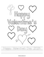 Happy Valentine's Day 2026 Handwriting Sheet