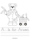 A  is for Arwen Worksheet