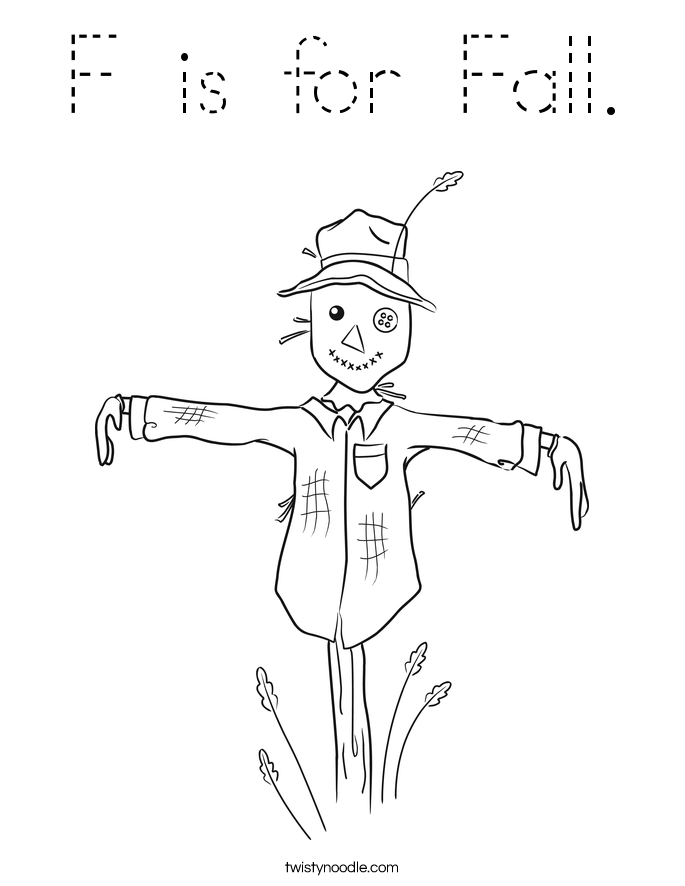 F is for Fall. Coloring Page