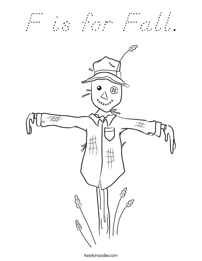 F is for Fall. Coloring Page