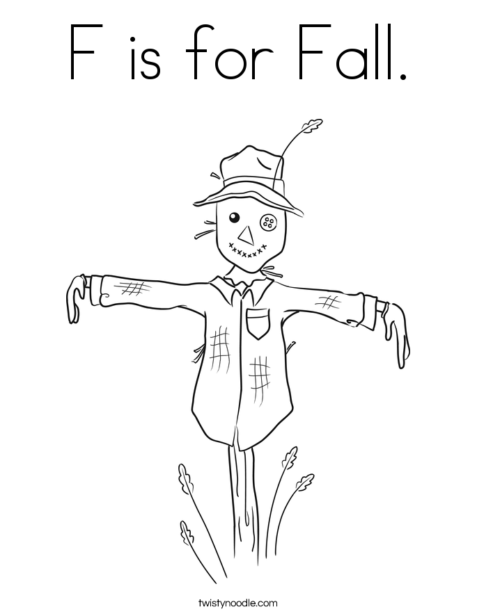 F is for Fall. Coloring Page