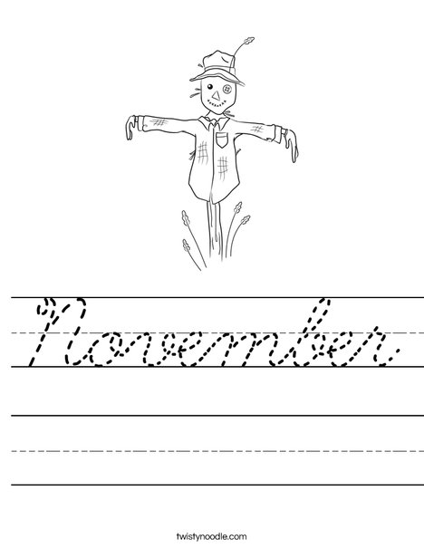 Harvest Hollow Scarecrow Worksheet