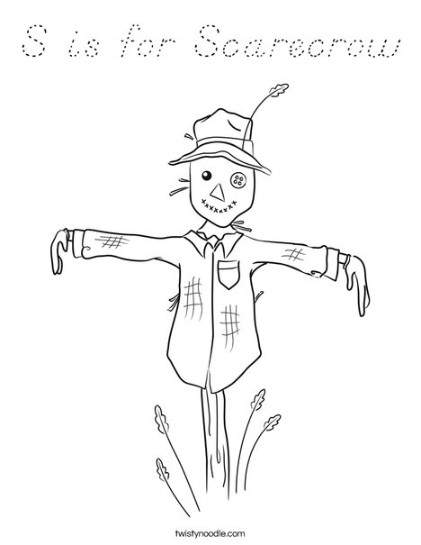 Harvest Hollow Scarecrow Coloring Page