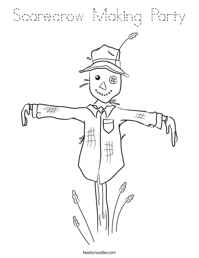 Scarecrow Making Party Coloring Page