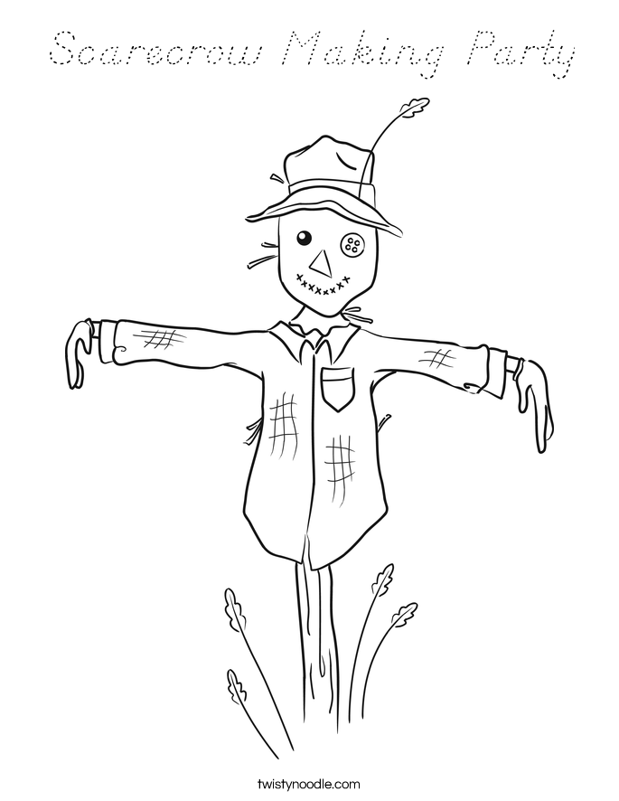 Scarecrow Making Party Coloring Page