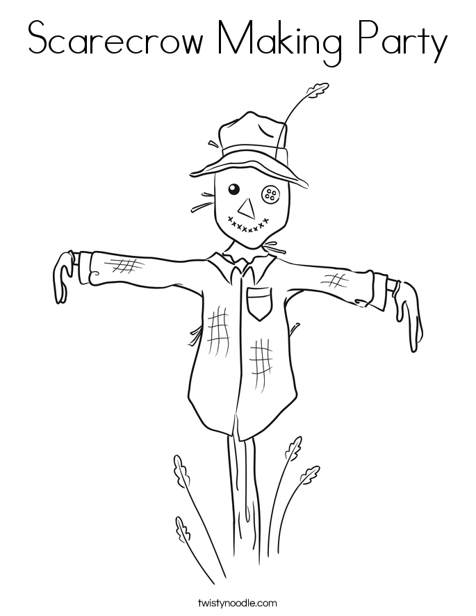 Scarecrow Making Party Coloring Page