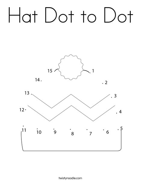 Hat Dot to Dot Coloring Page