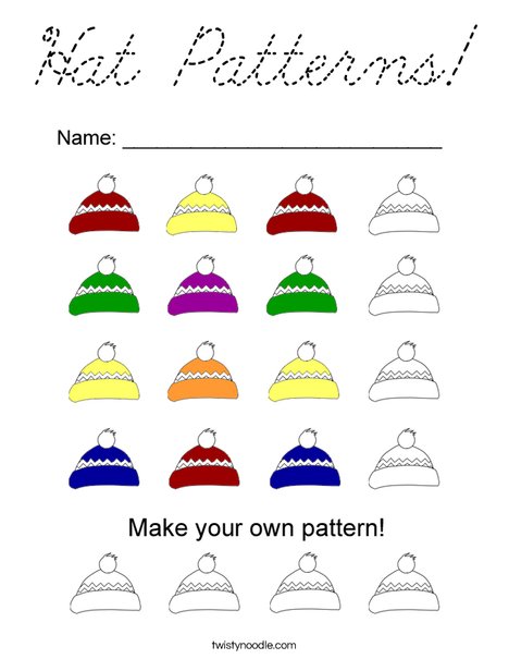 Hat Patterns Coloring Page