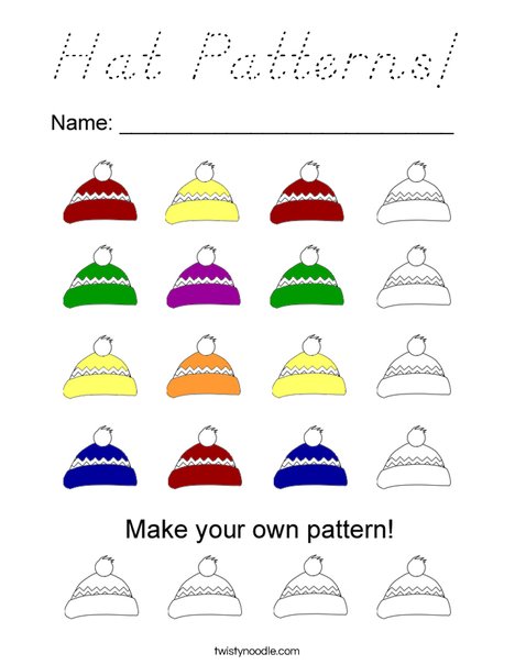 Hat Patterns Coloring Page