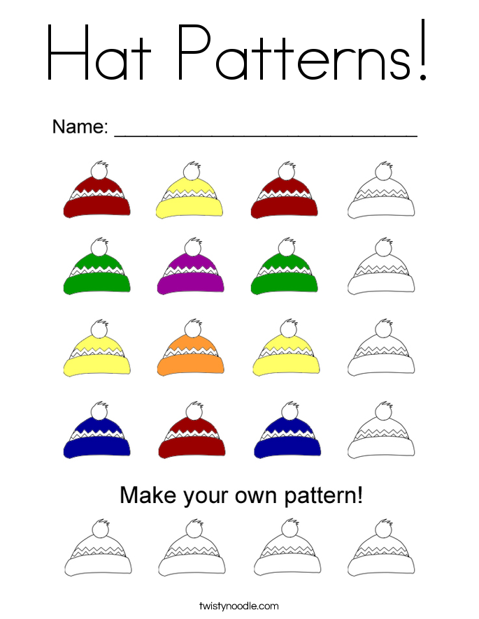 Hat Patterns! Coloring Page