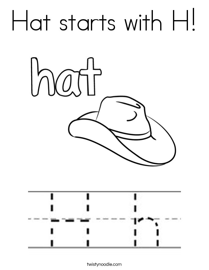 Hat starts with H! Coloring Page