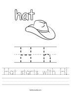 Hat starts with H Handwriting Sheet