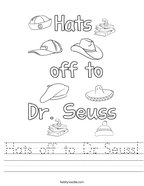 Hats off to Dr Seuss Handwriting Sheet