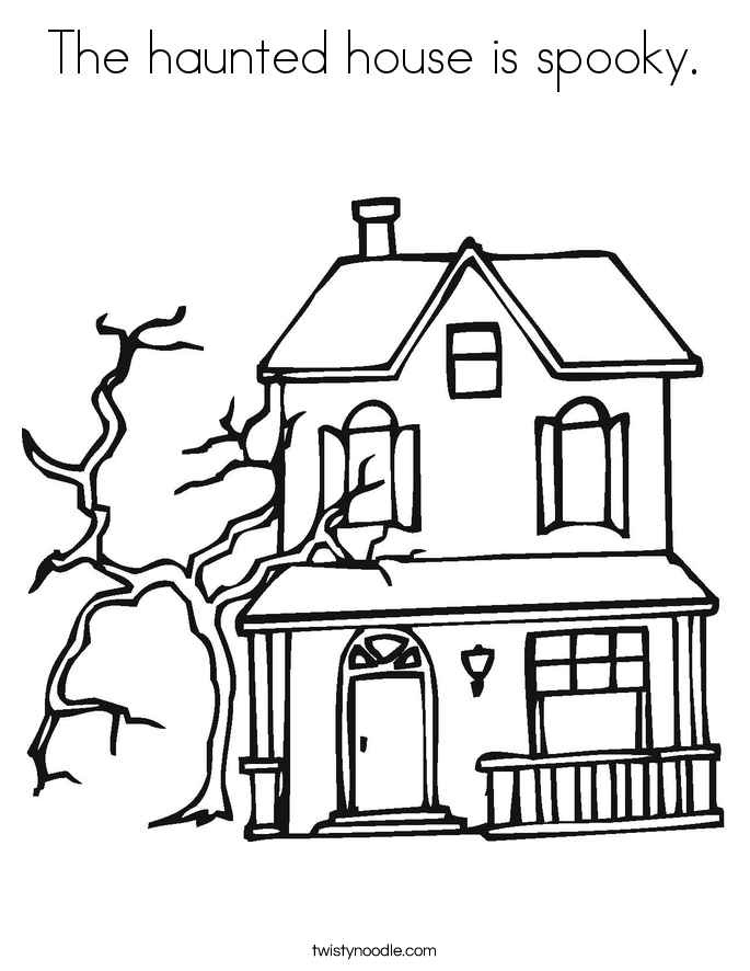 The haunted house is spooky. Coloring Page