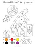 Haunted House Color by Number Coloring Page
