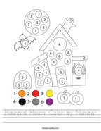 Haunted House Color by Number Handwriting Sheet