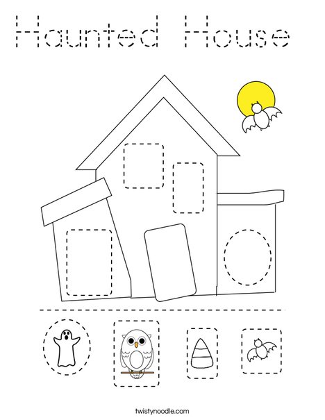 Haunted House Cut and Paste Coloring Page