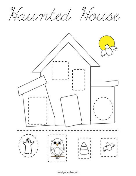 Haunted House Cut and Paste Coloring Page
